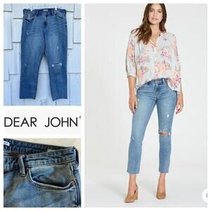 Dear John Blaire High Rise Straight Distressed Raw Hem Jean 32‎ NWT